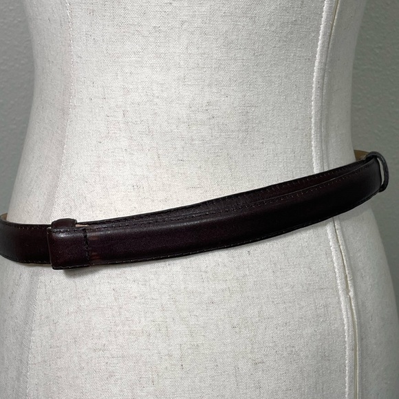 Vintage Womens Landes adjustable Leather Brown Brushed Gold Clasp Buckle Belt OS main image 15